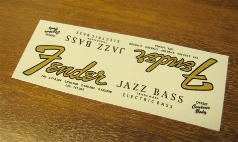 Fender Jazz Bass Headstock Waterslide Decal Logos 60s | Images and Photos finder