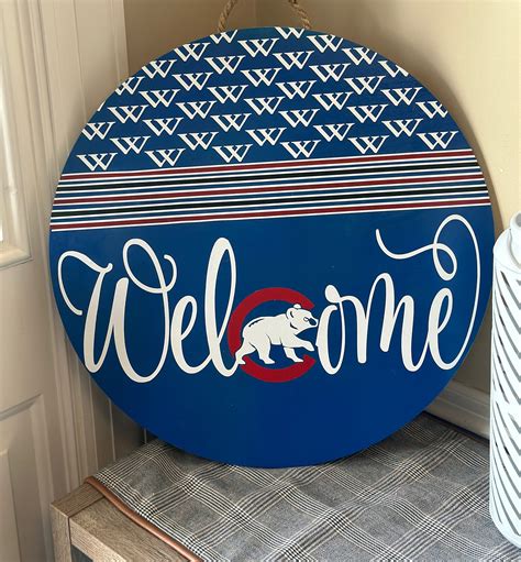 CUBS WELCOME SIGN, Chicago Cubs Sign, Cubbies Welcome Sign, Front Door ...