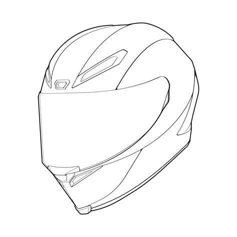 Template helmet full face, line Art helmet Vector Illustration, Line ...