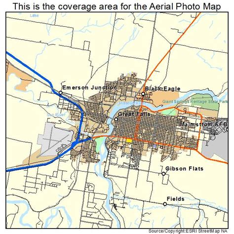 Aerial Photography Map of Great Falls, MT Montana