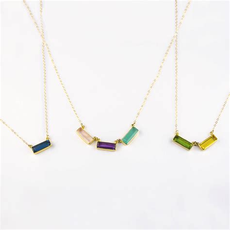 Birthstone Bar Necklace for Mom : Adira Series - Danique Jewelry