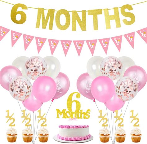 6 Months Birthday Decorations for Girl Gold Half | Ubuy India