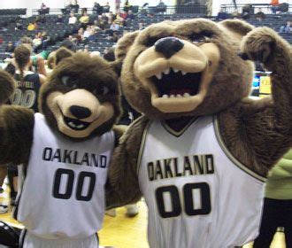 Oakland University Golden Grizzlies mascots, Clawzz (left) and Grizz ...