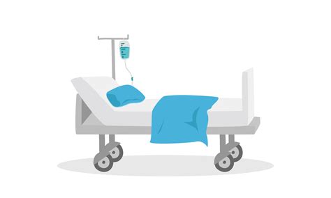 Hospital bed clipart cartoon style. Simple medical bed with IV fluid flat vector illustration ...