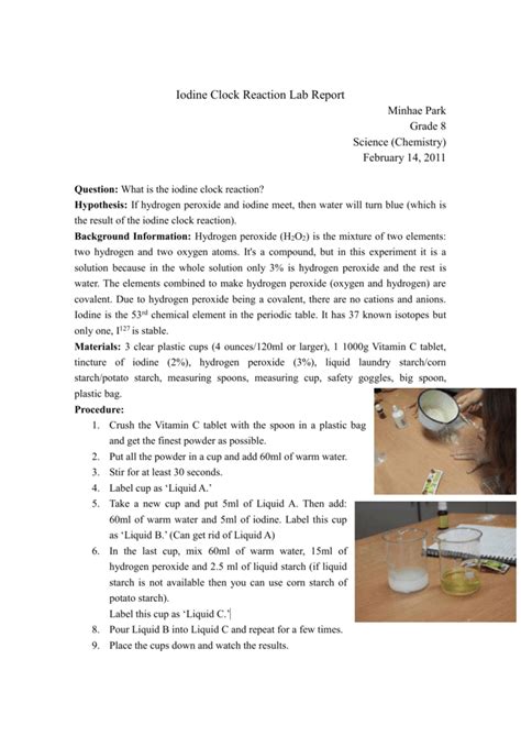 Iodine Clock Reaction Lab Report