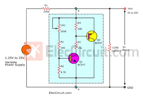 Variable zener diode circuit, adjust voltage output - ElecCircuit.com