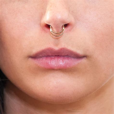 18k piercing moon septum ring septum Nose ring septum | Etsy