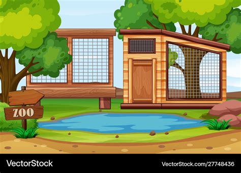 Background scene zoo park with empty cages Vector Image