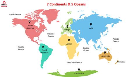 7 Continents and 5 Ocean Name List in Order of the World