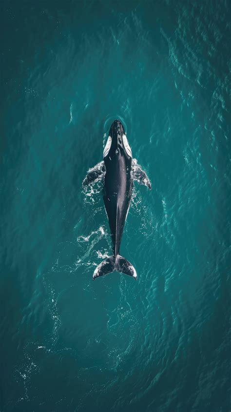 whale from above, aerial view of whale, ocean wildlife, blue whale ...