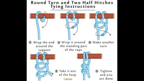 How To Tie Round Turn Two Half Hitches - YouTube