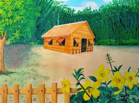 Nipa Hut 1 Painting by Janelle Estolonio | Saatchi Art