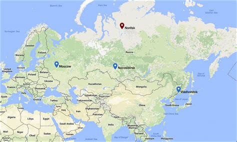 Norilsk World Map - Time Zones Map