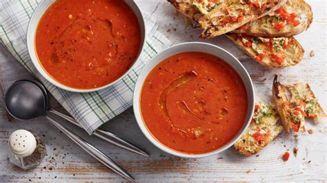 Sweet red pepper and tomato soup recipe - BBC Food