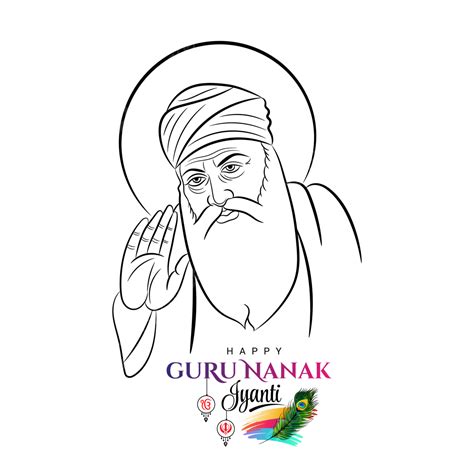 Guru Nanak Jayanti Greeting With Portrait Illustration, Portrait ...