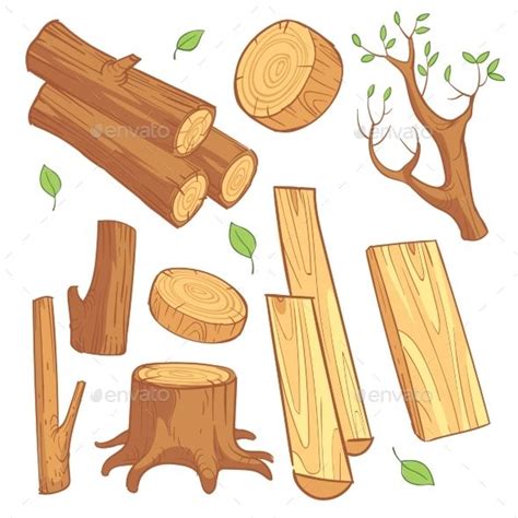 Cartoon Wooden Materials | Wood illustration, Drawing flames, Wood stumps