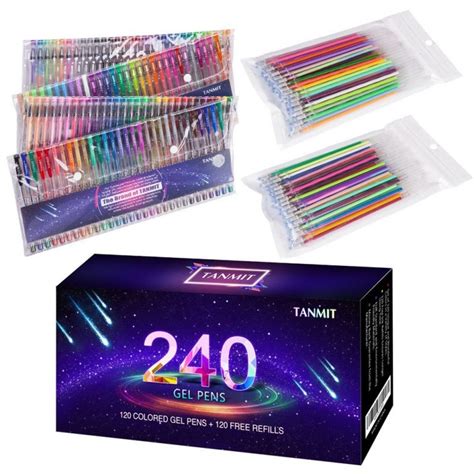 Tanmit 240 Color Gel Pens Set for Adult Coloring Books