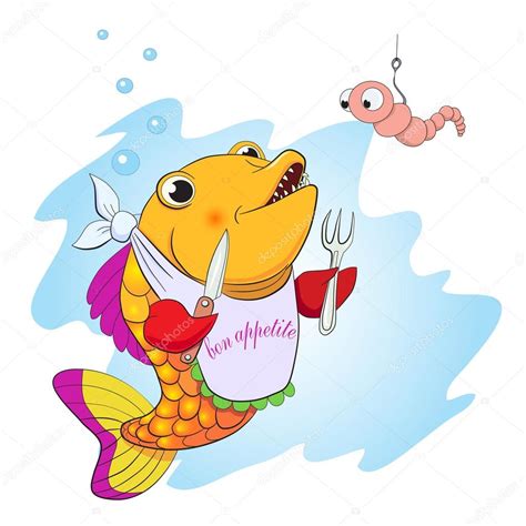 Cartoon fish eating worm Stock Vector by ©vitasunny 64523671