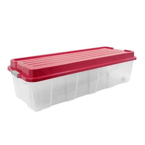 Organize-it 65 Gal. Holiday Tree Storage Bin in Clear Base and Red Cover ST53221501 - The Home Depot