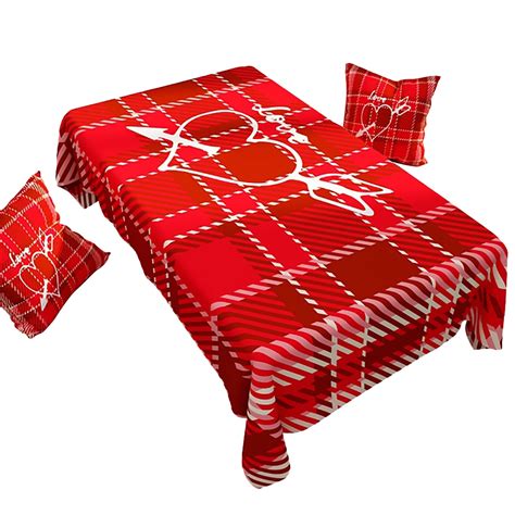 Miyuadkai Table Cloth Clearance Red Plaid Valentine'S Day Tablecloth Cotton Tablecloth for ...