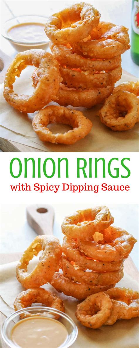 Onion Rings with Spicy Dipping Sauce - Saving Room for Dessert