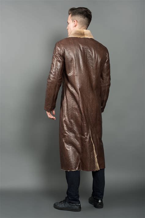 Long Brown Python Skin & Leather Coat for men – Fur Caravan