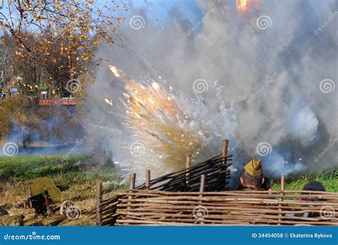 Fume and Fire on the Battlefield Editorial Stock Photo - Image of battle, moscow: 34454058