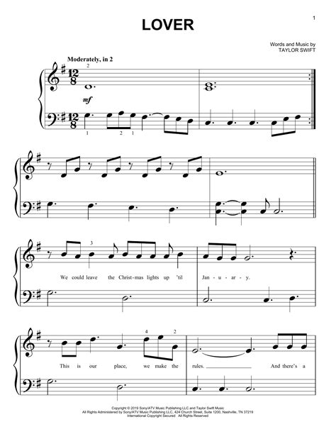 Taylor Swift Piano Sheet Music With Letters