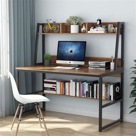 Tribesigns Computer Desk with Hutch, 47 Inches Home Office Desk with Space Saving Design with ...