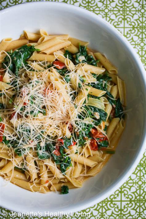 Easy Pasta with Spinach Tomatoes and Parmesan Cheese Recipe - Jeanette ...