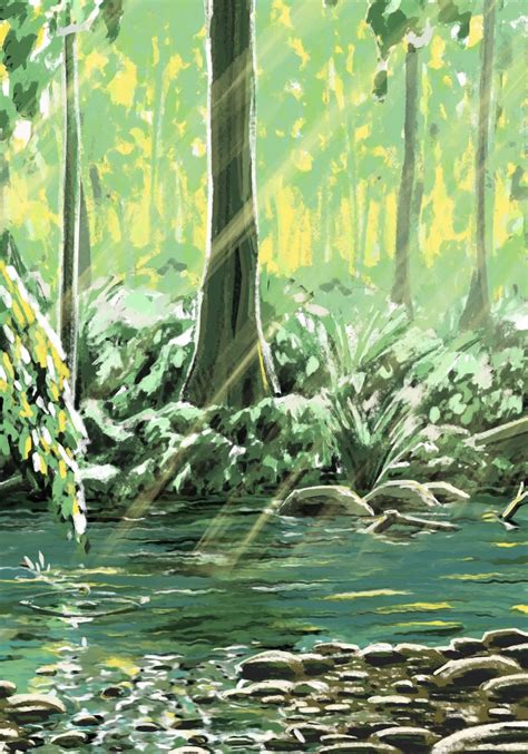 Animated Illustration, a small river scene from my recent holiday. : r/animation