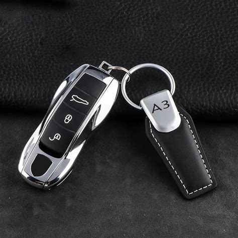 Fashoin Metal Leather Car Keychain Keyring Key Fobs Key Chain For Audi ...