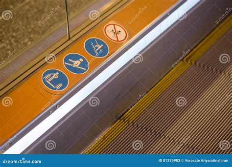 Signs On An Escalator, Warning Signs Royalty-Free Stock Photography ...