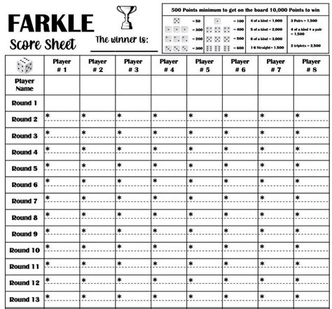 Printable super farkle rules - rillyfolder