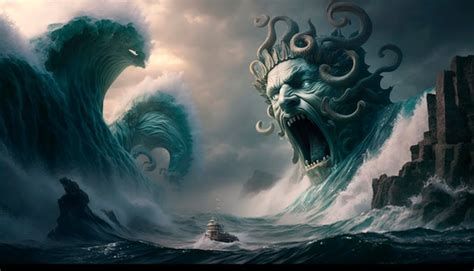 Premium Photo | Navigating the Perilous Waters Odysseus Braving Scylla and Charybdis