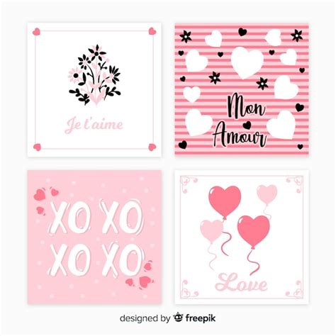 Free Vector | Valentine's day cards set