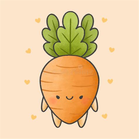 Cute Carrot Cartoon Hand Drawn Style Stock Illustration - Illustration ...