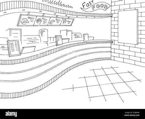 Cartoon restaurant inside Black and White Stock Photos & Images - Alamy