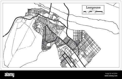 Laayoune Sahara City Map iin Black and White Color. Outline Map. Vector ...