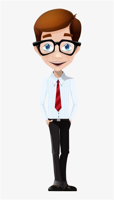 Pintado A Mano De Dibujos Animados Business Man Wearing Glasses PNG ...