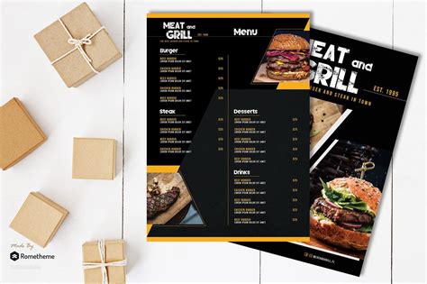 GRILL - Burger Menu Template PSD. Download | Menu template, Food menu template, Burger menu