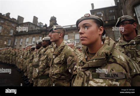 Royal Scots Dragoon Guards march outside the Palace of Holyroodhouse in ...