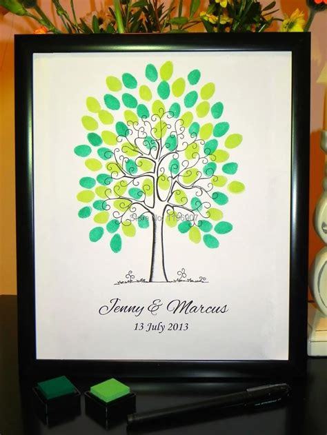 40x60CM Customize Wedding Fingerprint Tree Guestbook Stretched Canvas ...