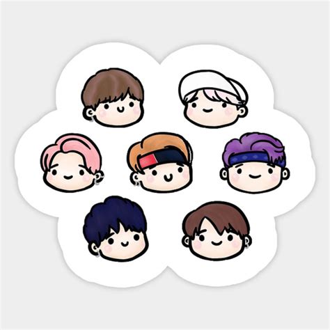 BTS Chibi - Bts - Pegatina | TeePublic MX