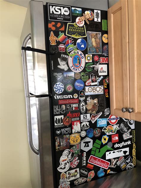 sticker bombed fridge. : r/stickers