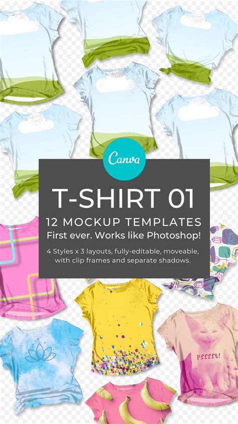 Tshirt Mockup 01, Fully Editable Canva Template, 12 mockups