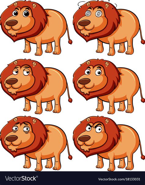 Lion with different expressions Royalty Free Vector Image