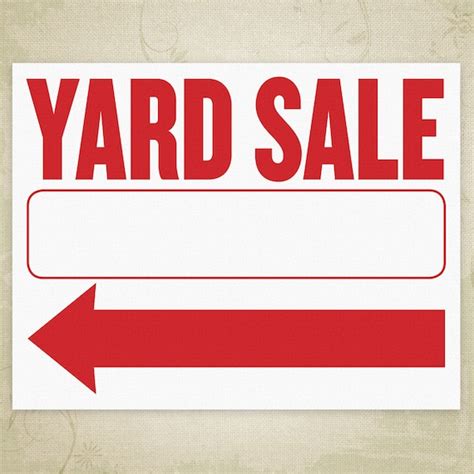 Yard Sale Flyer Printable Sign PDF Left & Right Arrows Yard