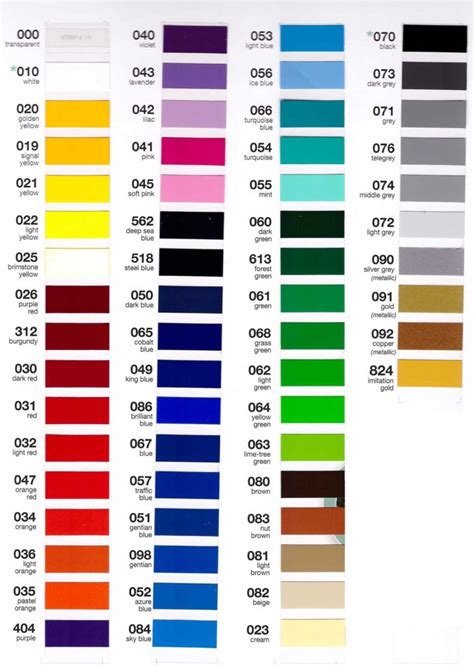 Vinyl Color Charts - Designs in Motion