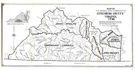 1746 Precincts Map of Lunenburg Co., VA